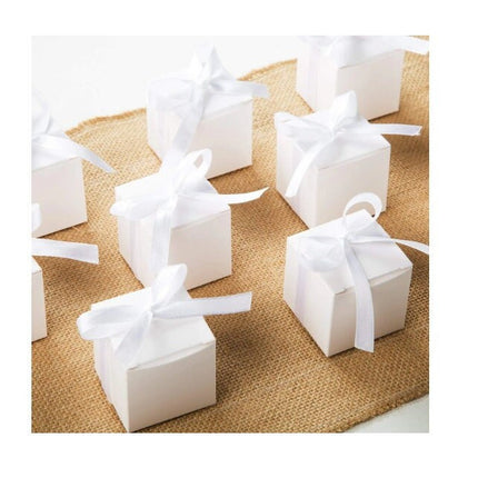 100 Pack of White 5cm Square Cube Card Gift Box - Folding Packaging Small rectangle/square Boxes for Wedding Jewelry Gift Party Favor Model Candy Chocolate Soap Box