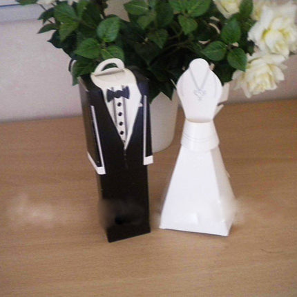 10 Pack of 5 Bride and 5 Groom Wedding Bridal Bomboniere Favor Candy Choc Almond Box - Kate Aspen Design
