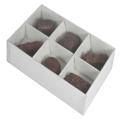 10 Pack of White Card Chocolate Sweet Soap Product Retail Gift Box - 6 Bay Compartments - Clear Slide On Lid - 12x8x3cm