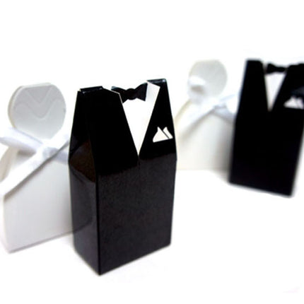 50 Pack of 25 Bride Gown and 25 Groom Tux Wedding Bridal Bomboniere Favor Candy Choc Almond Box - NW