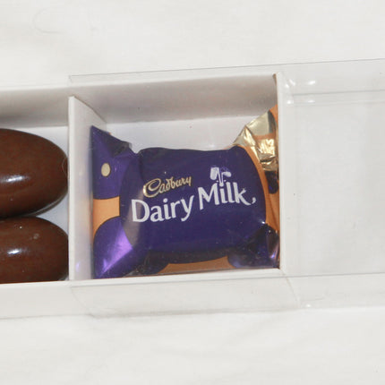 50 Pack of White Card Chocolate Sweet Soap Product Retail Gift Box - 2 Bay Compartments - Clear Slide On Lid - 8x4x3cm