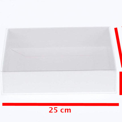 50 Pack of White Card Box - Clear Slide On Lid - 17 x 25 x 5cm -  Large Beauty Product Gift Giving Hamper Tray Merch Fashion Cake Sweets Xmas