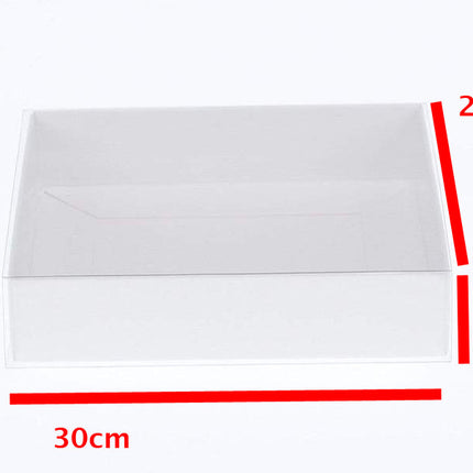 50 Pack of White Card Box - Clear Slide On Lid - 30 x 20 x 8cm -  Large Beauty Product Gift Giving Hamper Tray Merch Fashion Cake Sweets Xmas