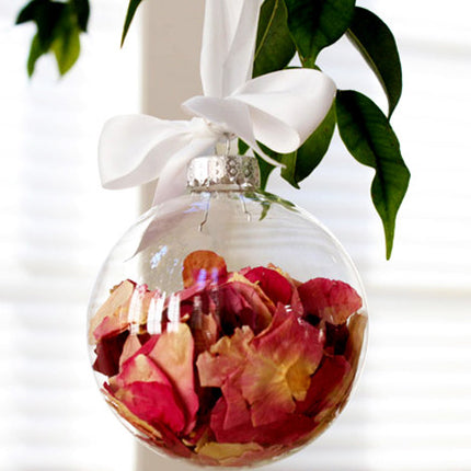 4 x Glass Bauble 8cm Diameter Round Clear with Silver Cap - table or tree centrepice personal memory theme craft gift
