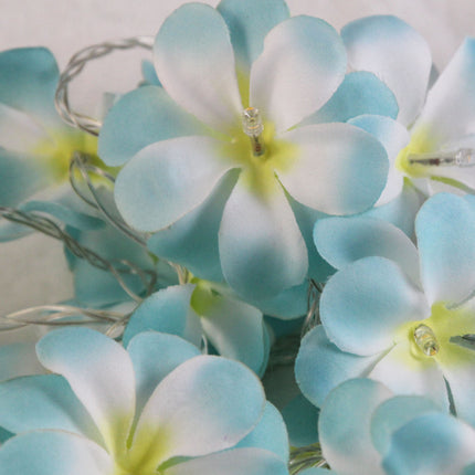 1 Set of 20 LED Tropical Blue Frangipani Flower Battery 3m String Lights Christmas Gift Home Wedding Beach Party Decoration Outdoor Table Centrepiece