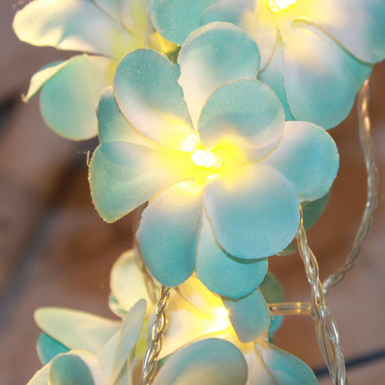 1 Set of 20 LED Tropical Blue Frangipani Flower Battery 3m String Lights Christmas Gift Home Wedding Beach Party Decoration Outdoor Table Centrepiece