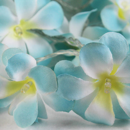 1 Set of 20 LED Tropical Blue Frangipani Flower Battery 3m String Lights Christmas Gift Home Wedding Beach Party Decoration Outdoor Table Centrepiece