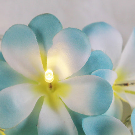 1 Set of 50 LED Tropical Blue Frangipani Flower Battery 5m LONG String Lights Christmas Gift Home Wedding Beach Party Decoration Outdoor Table Centrepiece
