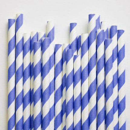 200 Pack Blue White Drinking Straws Biodegradable Eco Paper Birthday Party Event Bistro Bar Cafe Take Away