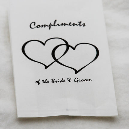 100 Pack Wedding Cake Bags Greaseproof Wax Paper Slice Take Home Favour Heart n Message