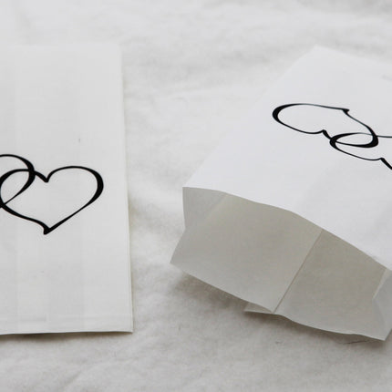 100 Pack Wedding Cake Bags Greaseproof Wax Paper Slice Take Home Favour Large Heart