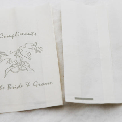 100 Pack Wedding Cake Bags Greaseproof Wax Paper Slice Take Home Favour Silver Doves
