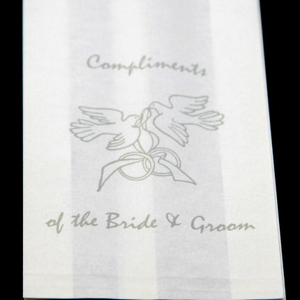 100 Pack Wedding Cake Bags Greaseproof Wax Paper Slice Take Home Favour Silver Doves