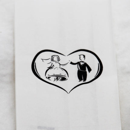 100 Pack Wedding Cake Bags Greaseproof Wax Paper Slice Take Home Favour Bride Groom in Heart