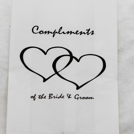 150 Pack Wedding Cake Bags Greaseproof Wax Paper Slice Take Home Favour Heart n Message