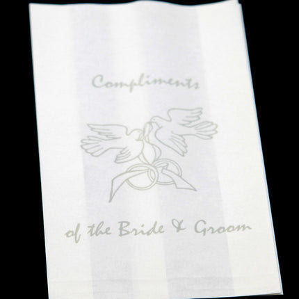 150 Pack Wedding Cake Bags Greaseproof Wax Paper Slice Take Home Favour Silver Doves