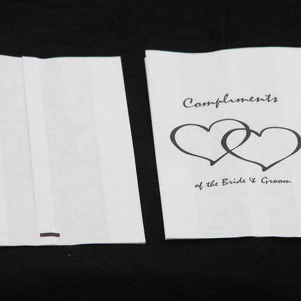 200 Pack Wedding Cake Bags Greaseproof Wax Paper Slice Take Home Favour Heart n Message