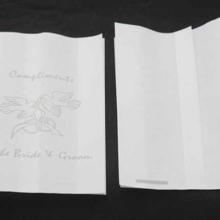 200 Pack Wedding Cake Bags Greaseproof Wax Paper Slice Take Home Favour Silver Doves