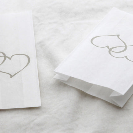 200 Pack Wedding Cake Bags Greaseproof Wax Paper Slice Take Home Favour Large Silver Heart