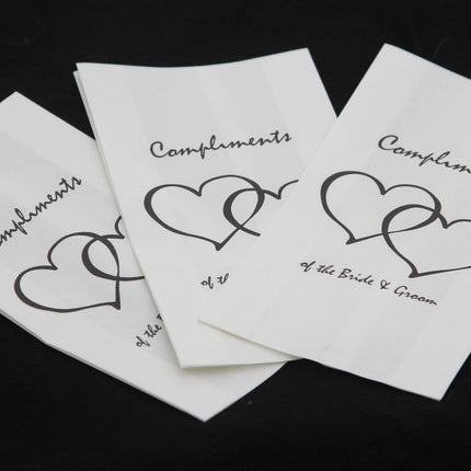 50 Pack Wedding Cake Bags Greaseproof Wax Paper Slice Take Home Favour Heart n Message