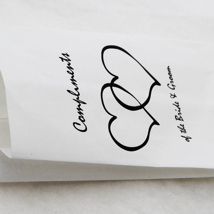50 Pack Wedding Cake Bags Greaseproof Wax Paper Slice Take Home Favour Heart n Message