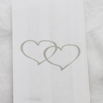 50 Pack Wedding Cake Bags Greaseproof Wax Paper Slice Take Home Favour Large Silver Heart