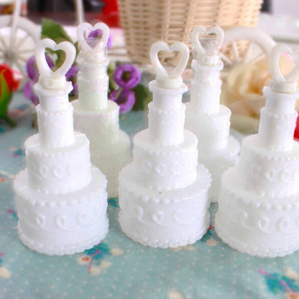 50 Pack Wedding Cake Blow Bubble Bottles White Plastic 6cm High Bomboniere Favour Guest Gift