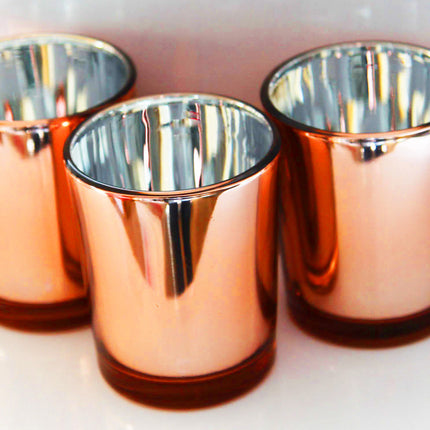 40 Pack Copper Votive Tealight Candle Holders Valentines Day Mercury  Wedding Decor Glass Candlestick Party Decorations Bridal Baby Shower Event