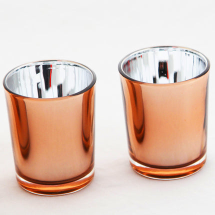 40 Pack Copper Votive Tealight Candle Holders Valentines Day Mercury  Wedding Decor Glass Candlestick Party Decorations Bridal Baby Shower Event