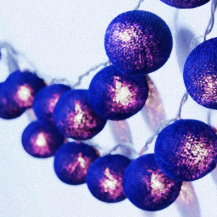50 Ball Dark Blue LONG 5m String Light Battery Box 5cm Cotton Ball  Christmas Birthday Boy Special Occasion Decoration
