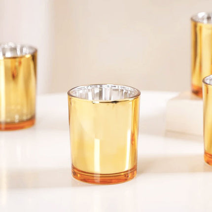 10 Pack Gold Votive Tealight Candle Holders Valentines Day Mercury  Wedding Decor Glass Candlestick Party Decorations Bridal Baby Shower Event