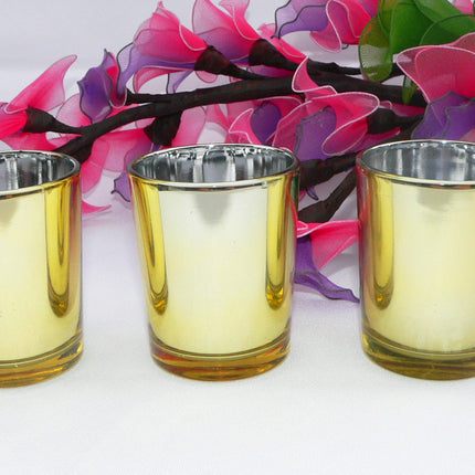 20 Pack Gold Votive Tealight Candle Holders Valentines Day Mercury  Wedding Decor Glass Candlestick Party Decorations Bridal Baby Shower Event