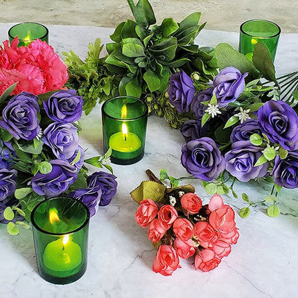 20 Pack Green Glass Votive Candle Holders Table Centreoieces  Xmas Wedding Anniversary Event Recption Party Function or Home Decor