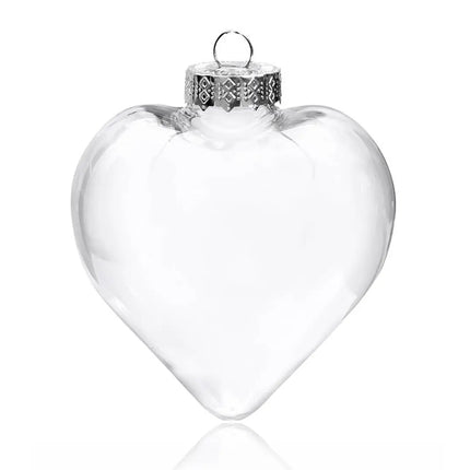 10 Pack Iridescent Glass Heart Ornaments Fillable Baubles for Christmas Party Wedding DIY Craft Decorations