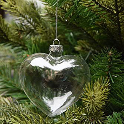50 Wholesale Pack Iridescent Glass Heart Ornaments Fillable Baubles for Christmas Party Wedding DIY Craft Decorations