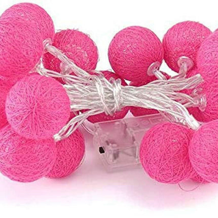 50 Ball HOT Pink LONG 5m String Light Battery Box 5cm Cotton Ball  Christmas Birthday Bbay Girl Special Occasion Decoration