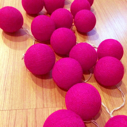 50 Ball HOT Pink LONG 5m String Light Battery Box 5cm Cotton Ball  Christmas Birthday Bbay Girl Special Occasion Decoration