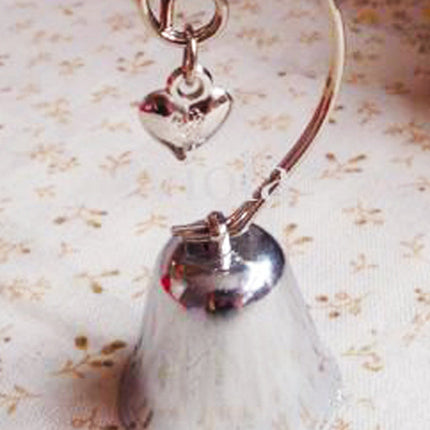 50 Pack of Silver Wedding Kissing Bell Name Card Stand Holder with Heart in Ring Bomboniere Favour Gift