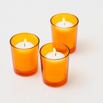 40 Pack Orange Glass Votive Tealight Candle Holders House Party Centerpiece Xmas Wedding Decor Glass Candlestick Party Decorations Bridal Baby Shower Event