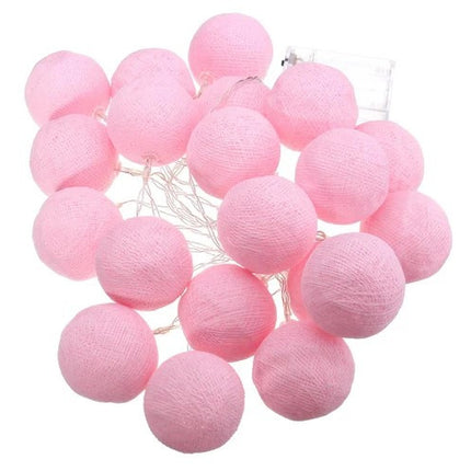 20 Ball Pastel Pink 3m String Light Battery Box 5cm Cotton Ball  Christmas Birthday Bbay Girl Special Occasion Decoration