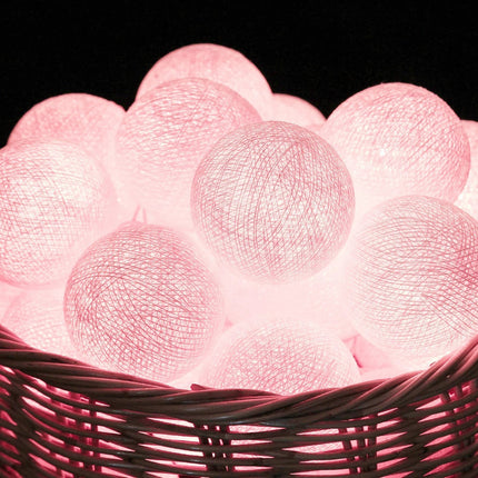 50 Ball Pastel Pink LONG 5m String Light Battery Box 5cm Cotton Ball  Christmas Birthday Bbay Girl Special Occasion Decoration