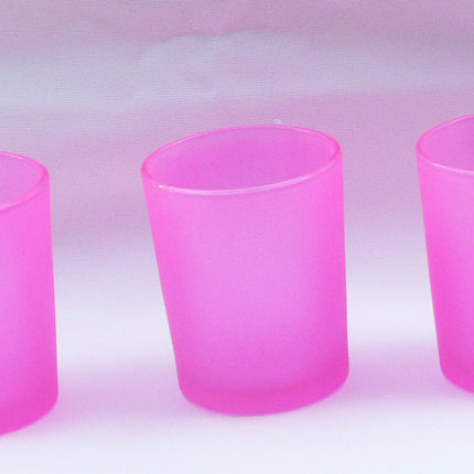 40 Pack Pink Frosted Glass Votive Tealight Candle Holders House Party Centerpiece Xmas Wedding Decor Glass Candlestick Party Decorations Bridal Valentines Event