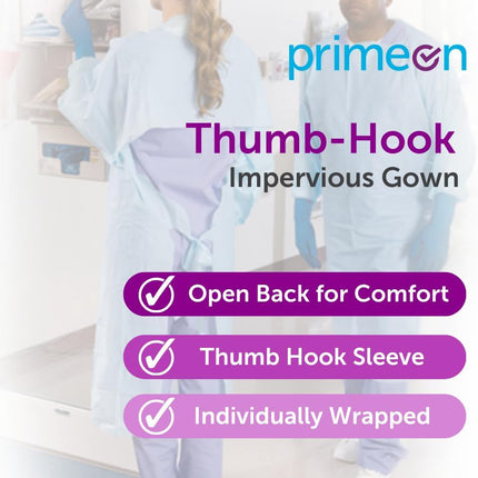 15 Pcs Disposable PPE Gown Protective Workwear Suit Thumb Hook Sleeve Coverall Apron Blue Medical Cleaning Painting