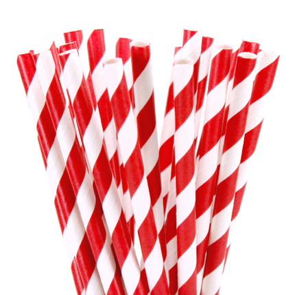 200 Pack Red White Drinking Straws Biodegradable Eco Paper Birthday Party Event Bistro Bar Cafe Take Away