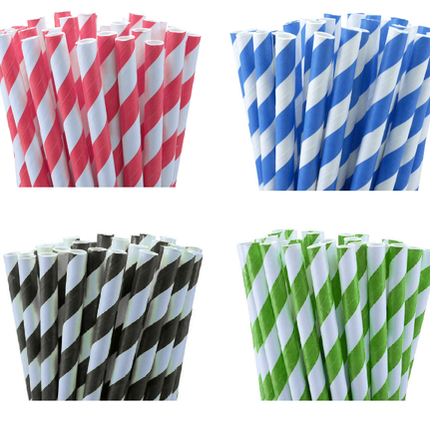 200 Pack Red White Drinking Straws Biodegradable Eco Paper Birthday Party Event Bistro Bar Cafe Take Away