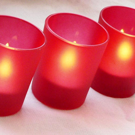40 Pack Red Frosted Glass Votive Tealight Candle Holders Valentines Day Xmas Wedding Decor Glass Candlestick Party Decorations Bridal Baby Shower Event