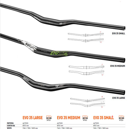 Satori EVO 35 Small - 355mm Rise Handlebar - Black MTB Trekking Universal 780mm Long