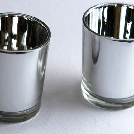 10 Pack Silver Mercury Glass Votive Candle Holders Set For Wedding, Bridal And Baby Shower, Party Function or Home Decor