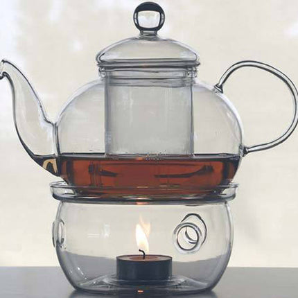 5 SetS of Gongfu Chinese Ceremony Tea Set - 6 Glass cups with Infuser and Tealight Candle Pot Warmer