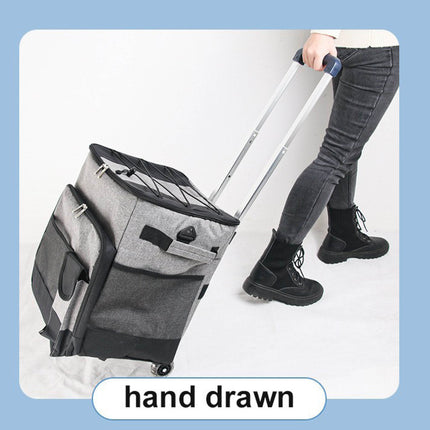 Cooler Picnic Bag Trolley Thermally Insulated - 36L - 60 cans - Grey - Drinks Food Cool Bag Rainproof